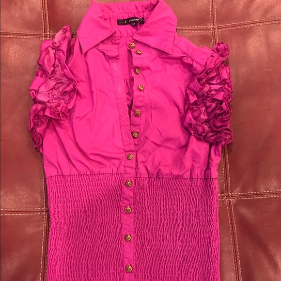 Pink womens short sleeve (M) blouse
