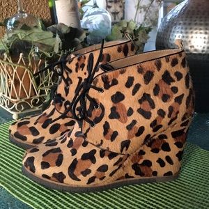 Shoemint Leopard Wedge Bootie