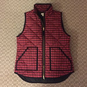 J Crew Black and Red Checkered Vest