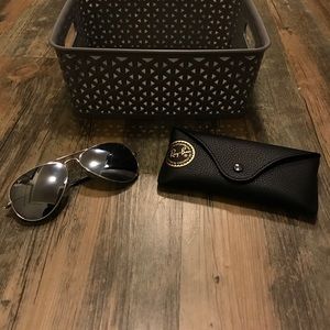 Silver ray bans w/ dark lens (case included)!!!
