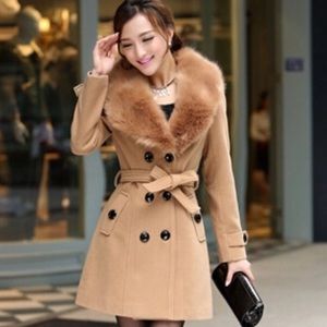 Faux fur brown coat