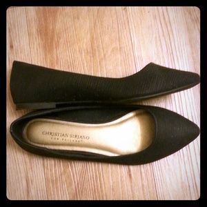 Black pointed toe flats