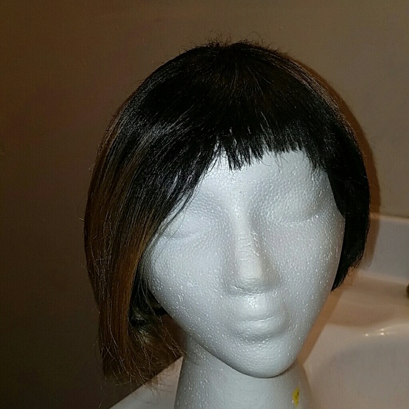 Synthetic  blonde black wig