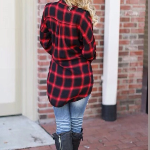 ❗CLEARANCE❗Plaid Open Front Cardigan - Picture 2 of 4