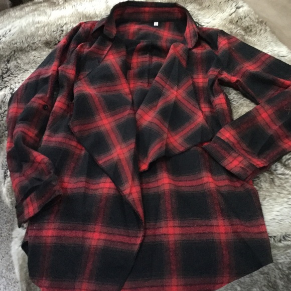 ❗CLEARANCE❗Plaid Open Front Cardigan - Picture 4 of 4