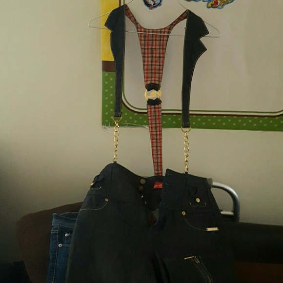 Apple bottom high waist suspender denim size 7/8