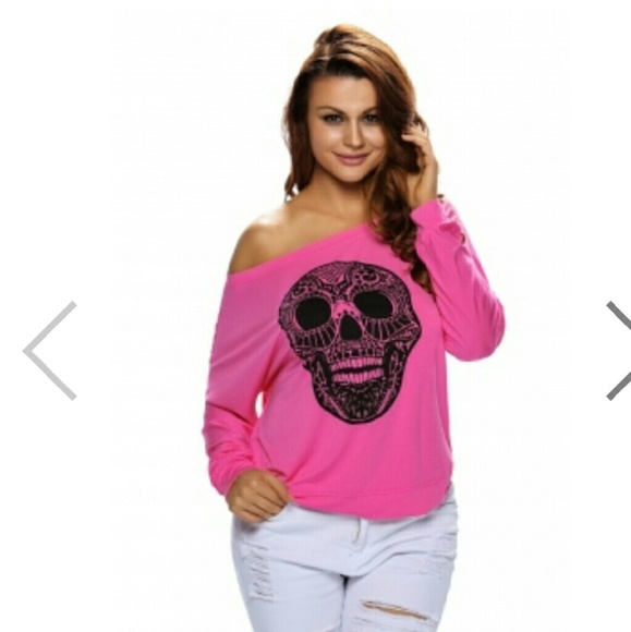 Black Printed Skull Pink T-shirt