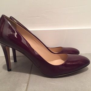 J Crew Patent Leather Burgundy Heels