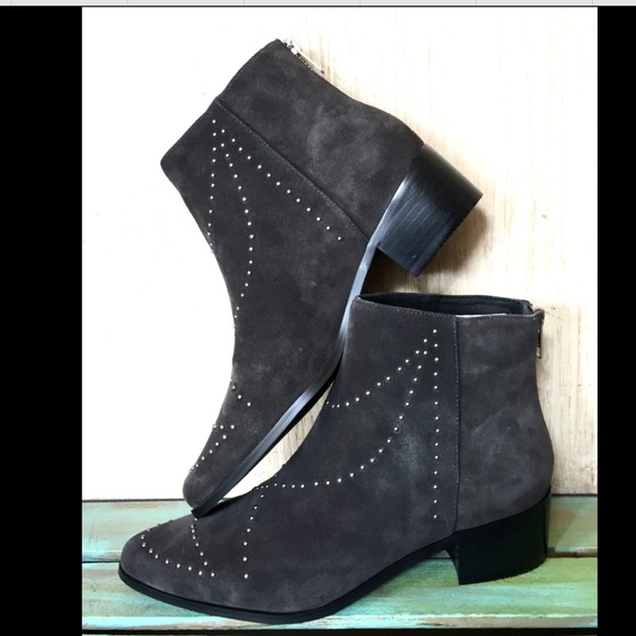 Free People Grey gray suede with stud Ankle Boot 7 - Picture 2 of 4