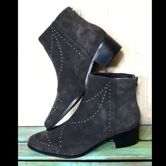 Free People Grey gray suede with stud Ankle Boot 7 - Picture 4 of 4