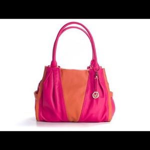 ❇️SALE❇️Hot pink&orange colorblock leather satchel