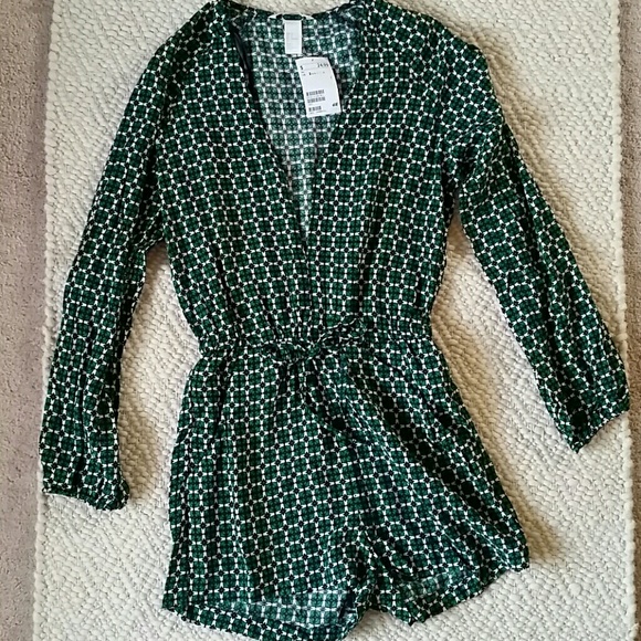 h&m green romper