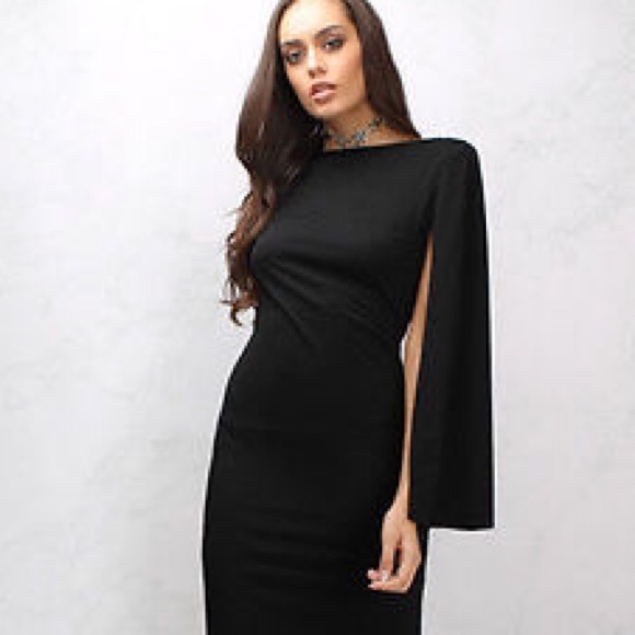 BRAND NEW BLACK CAPE SLEEVE MAXI DRESS