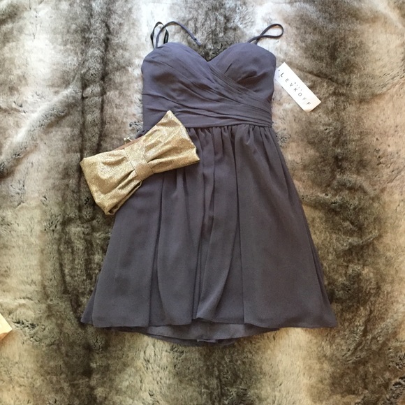 BILL LEVKOFF gray sweetheart dress
