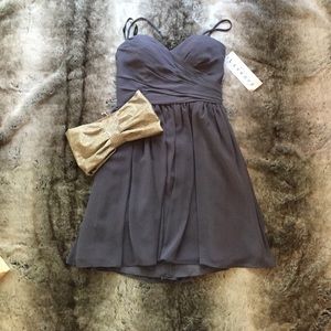 BILL LEVKOFF gray sweetheart dress