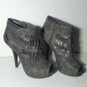 Gray Peep Toe Booties, heels, boots