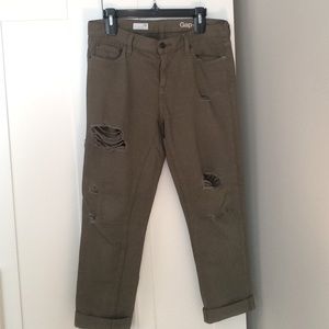 Gap Hunter Green Ripped Jeans