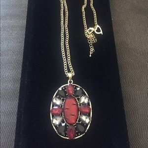 DONATED Pendant necklace gold/red/gray/black charm
