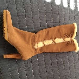 Taupe genuine suede boots