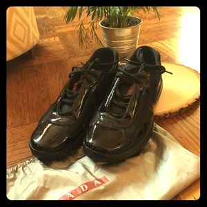 Prada Punta Ala Patent-Leather Sneaker