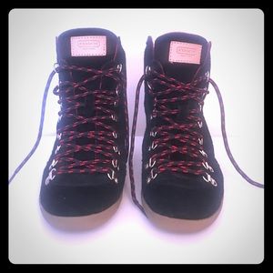 Coach black and red bootie/ wedge sneakers