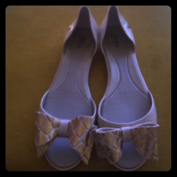 Melissa cute bow sandals beige/gold sz9