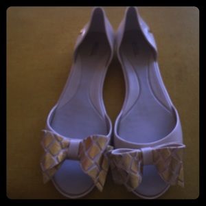 Melissa cute bow sandals beige/gold sz9