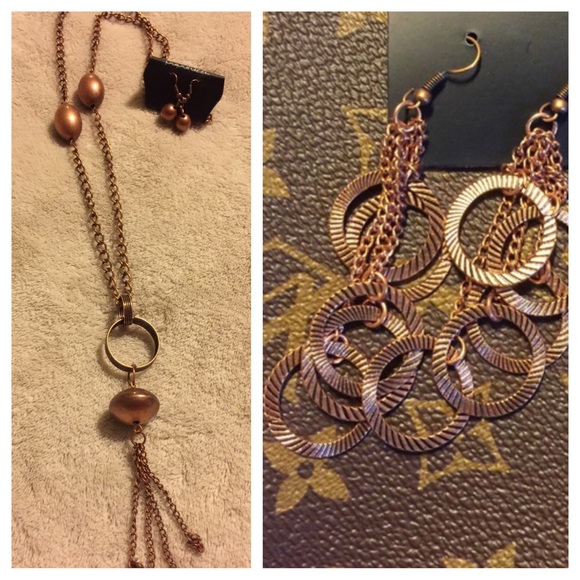 ✨New! Bronze set earrings & necklace