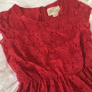 Lower price! Feminine lace dress in holiday red.