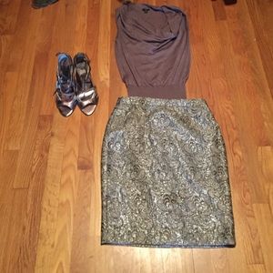 Ann Taylor silver skirt perfect for Holidays.