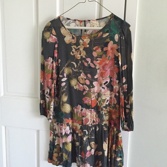 Anthropologie Meadow Rue floral dropwaist dress.