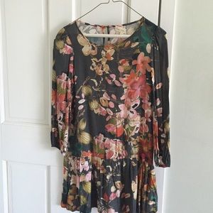 Anthropologie Meadow Rue floral dropwaist dress.