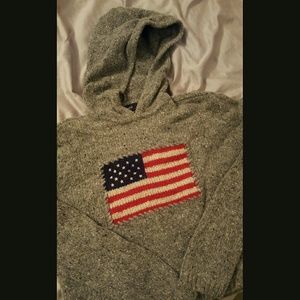 Merino wool sweater, American flag detail