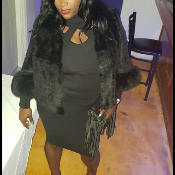 Large Black Fox & Rabbit Fur Jacket. Like new.