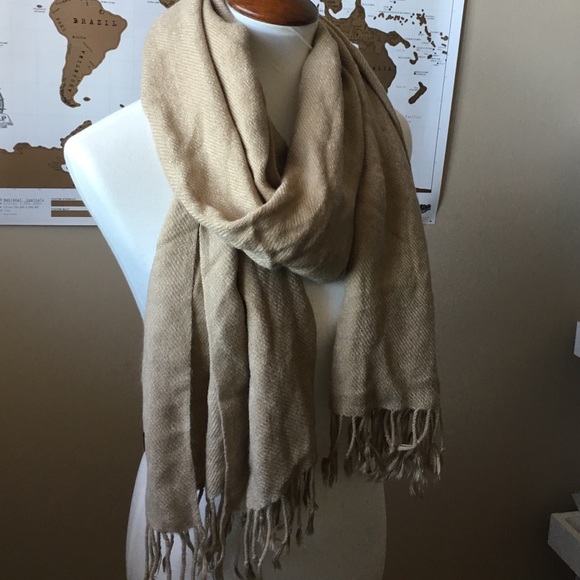 Fringed Taupe Scarf