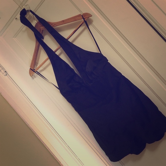 Black silk J. Crew halter top