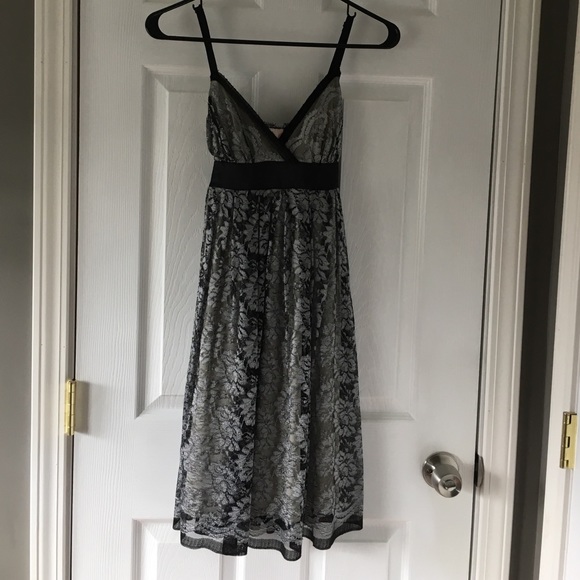 Black and silver lace party dress.