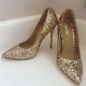 Gold sequined heels