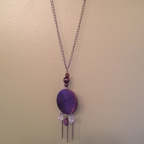 Chain Necklace w/ Wooden & Plastic Bead accents