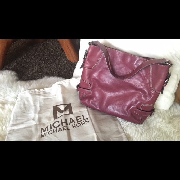 MICHAEL KORS Plum Hobo Leather Handbag & Cover Bag - Picture 3 of 6