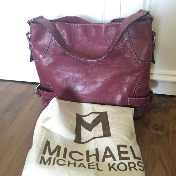 MICHAEL KORS Plum Hobo Leather Handbag & Cover Bag - Picture 2 of 6