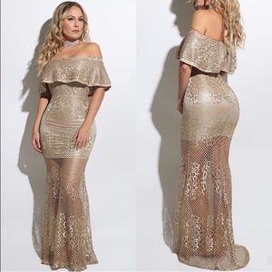 Off the Shoulder Gold Gown/Dress