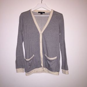 F21 gray and cream cardigan