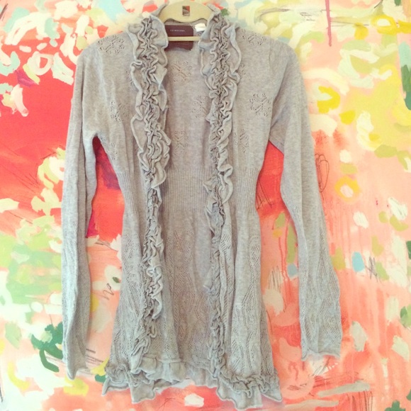 Anthropologie Guinevere crocheted gray sweater