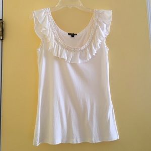 Express Beige Ruffle Neck Tank. Size XS