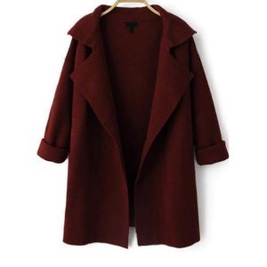 Lapel Long Sleeve Loose Knit Coat