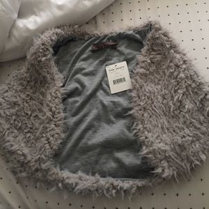 Grey Fur Free People shrug