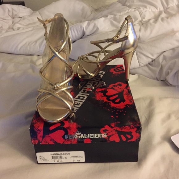 Brand new Fergalicious Strappy Gold Sandals