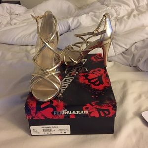 Brand new Fergalicious Strappy Gold Sandals