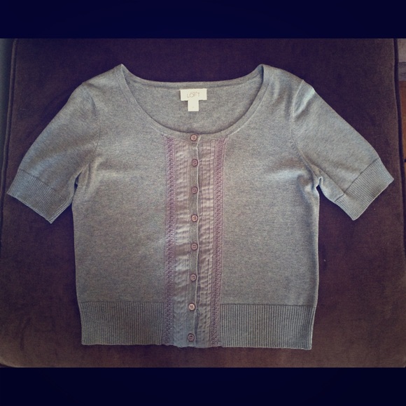 Grey short sleeve cardigan top